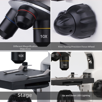Bossdun monocokulárny mikroskop, 1600× zväčšenie, biologické pozorovanie, pre žiakov základných a stredných škôl