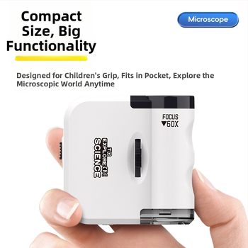 Mini mikroskop na kľúčenku, elektrické vzdelávacie hračky Biológia/Kemika, ABS materiál, sada 192 kusov, pre vek 7–14 rokov