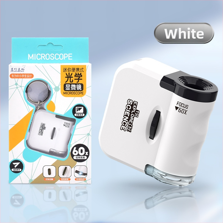 Mini mikroskop na kľúčenku, elektrické vzdelávacie hračky Biológia/Kemika, ABS materiál, sada 192 kusov, pre vek 7–14 rokov
