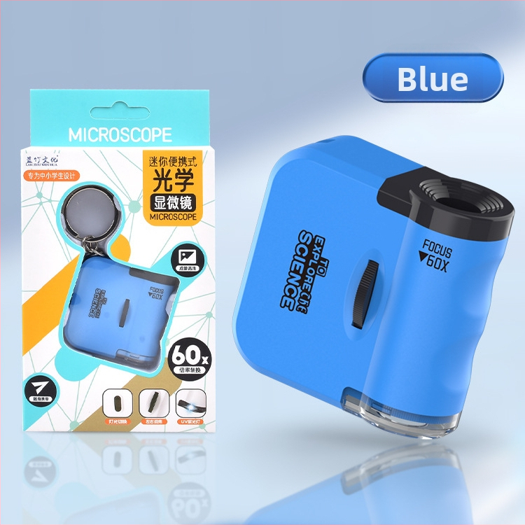 Mini mikroskop na kľúčenku, elektrické vzdelávacie hračky Biológia/Kemika, ABS materiál, sada 192 kusov, pre vek 7–14 rokov