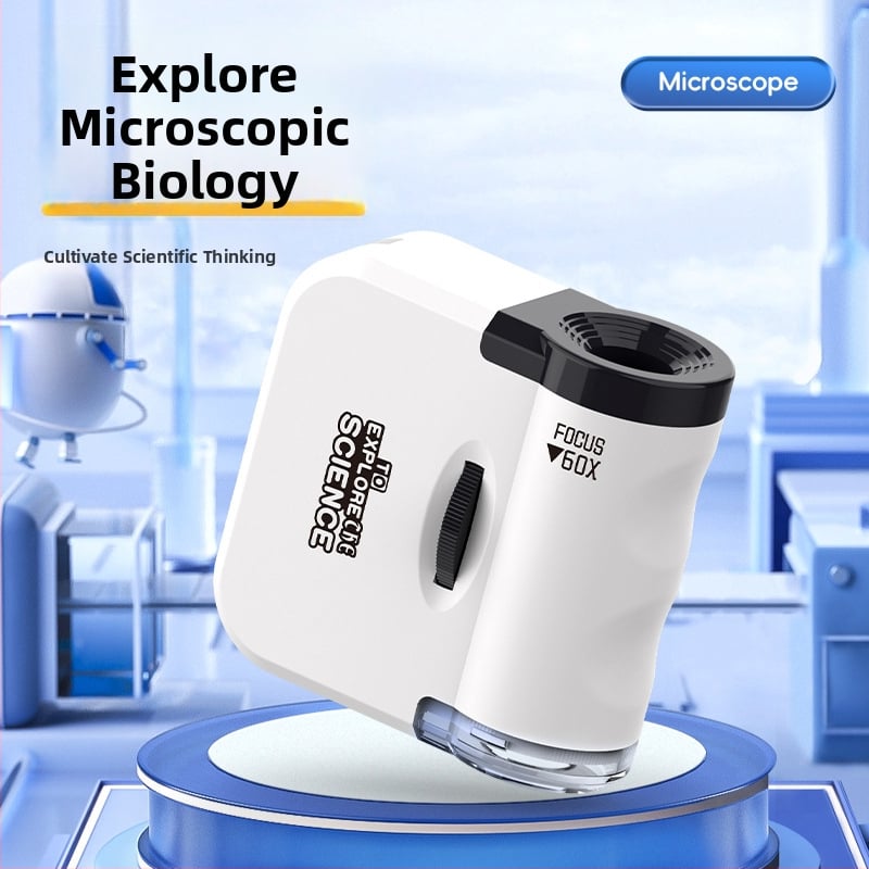 Mini mikroskop na kľúčenku, elektrické vzdelávacie hračky Biológia/Kemika, ABS materiál, sada 192 kusov, pre vek 7–14 rokov