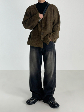 Jeans în stil coreean, lejeri, croială dreaptă, denim spălat, iarnă