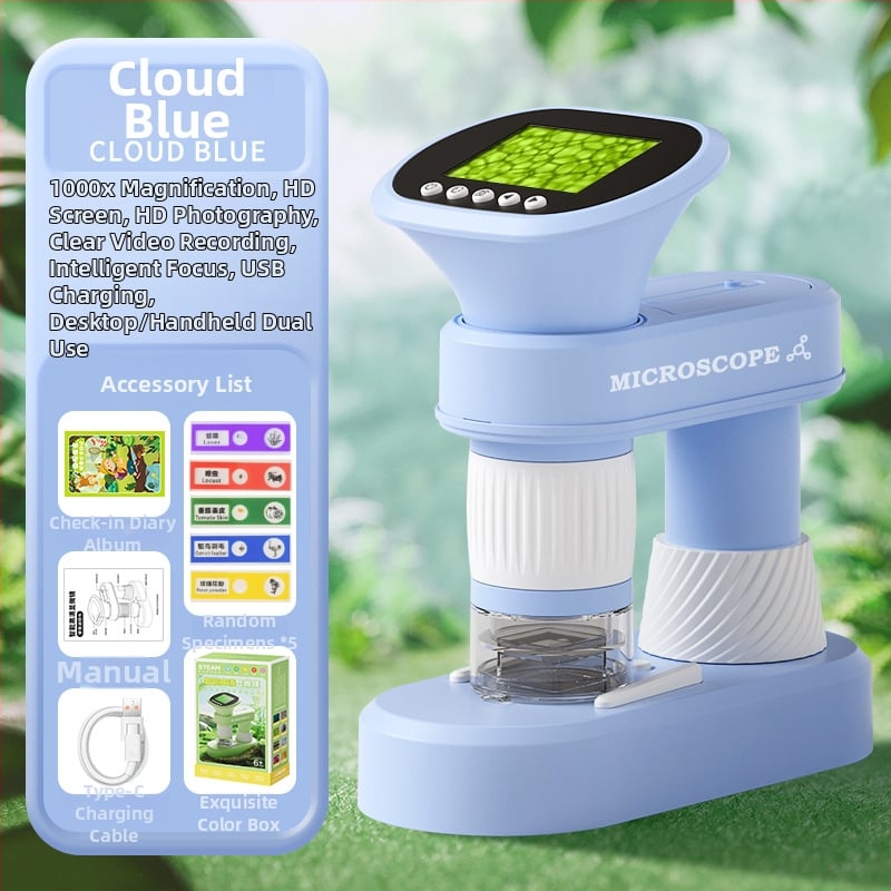 Optický elektronický mikroskop pre deti, prenosný ručný mikroskop pre vedecké experimenty, profesionálna úroveň, vysoké rozlíšenie obrazu, na pozorovanie baktérií