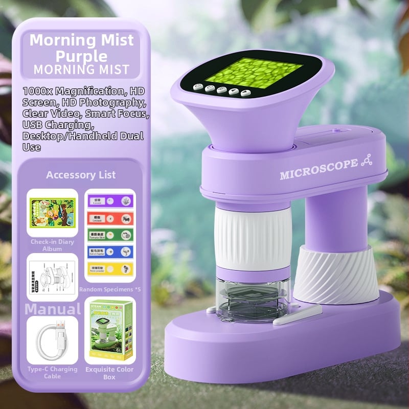 Optický elektronický mikroskop pre deti, prenosný ručný mikroskop pre vedecké experimenty, profesionálna úroveň, vysoké rozlíšenie obrazu, na pozorovanie baktérií