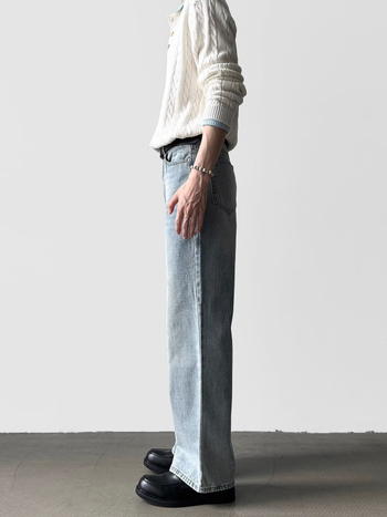 Jeansi pentru bărbați: stil american de stradă, denim spălat, croială dreaptă, talie medie, închidere cu șnur, spălare tie-dye, amestec poliester până la 30%