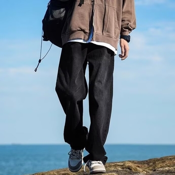 Дънки за мъже с прави крачоли, средна талия, деним от памук (60% памук), прани, topstitching шевове