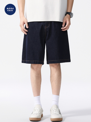 Moouchiu pánske Lyocell džínové šortky, voľný strih, leto 2025, 50.5% Lyocell