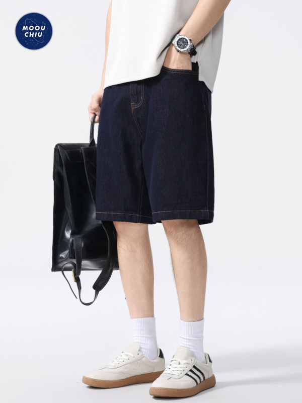 Moouchiu pánske Lyocell džínové šortky, voľný strih, leto 2025, 50.5% Lyocell