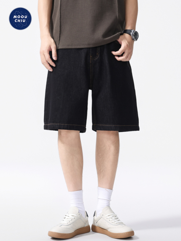 Moouchiu pánske Lyocell džínové šortky, voľný strih, leto 2025, 50.5% Lyocell