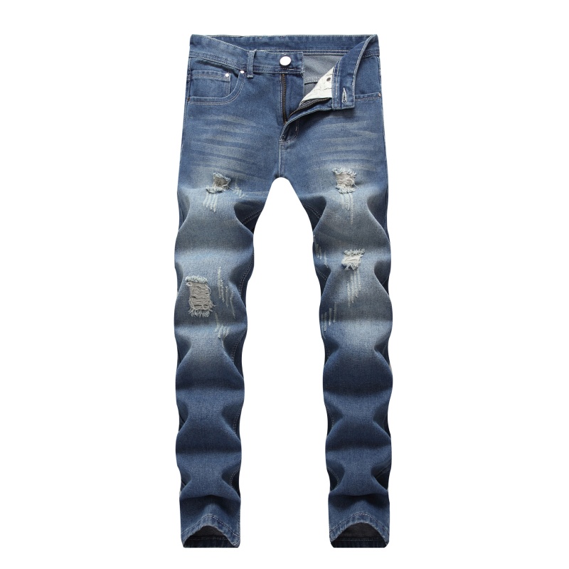 Slim-fit traperice s distressed i faded efektima, ravne nogavice, srednji pojas, zip