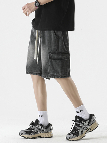 LOCKETOMY Pánske džínové šortky, street štýl, viac vreciek, rovný strih, Five-Point dĺžka, bavlna 78.1%