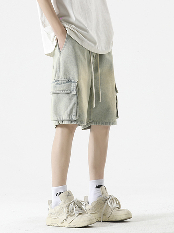 LOCKETOMY Pánske džínové šortky, street štýl, viac vreciek, rovný strih, Five-Point dĺžka, bavlna 78.1%