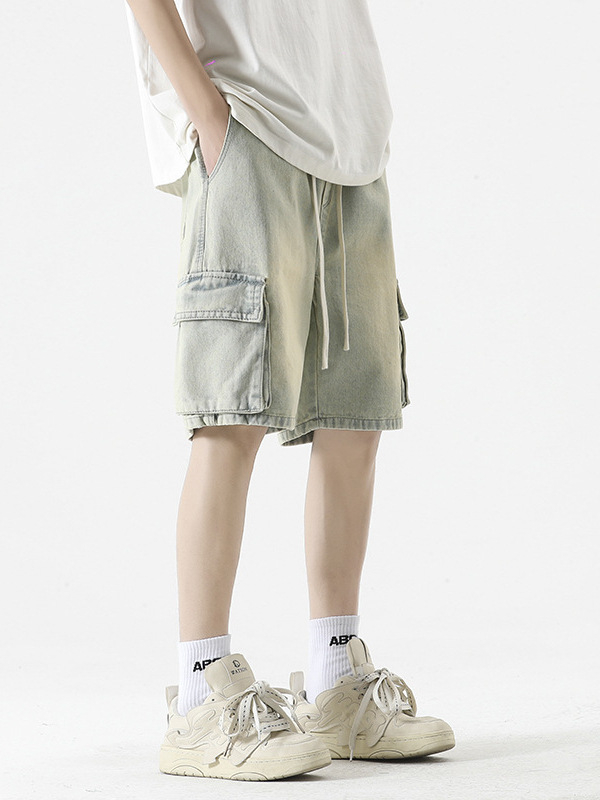 LOCKETOMY Pánske džínové šortky, street štýl, viac vreciek, rovný strih, Five-Point dĺžka, bavlna 78.1%