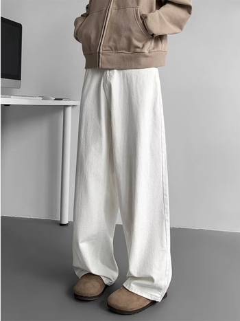 Blugi bărbați din denim: croială dreaptă, talie medie, fermoar, lungi