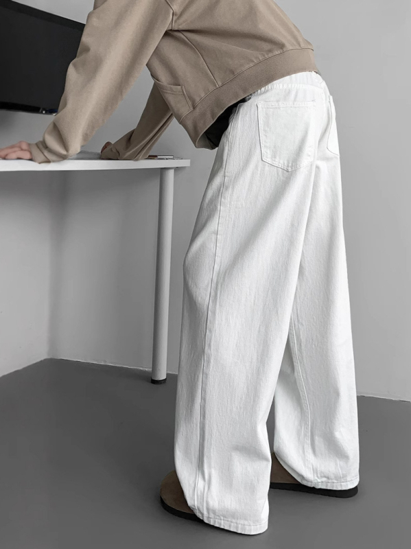 Blugi bărbați din denim: croială dreaptă, talie medie, fermoar, lungi