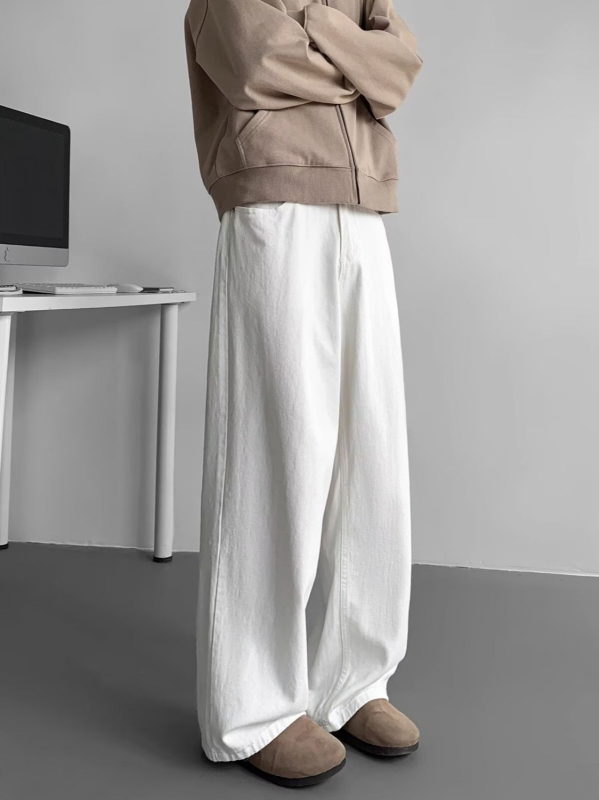 Blugi bărbați din denim: croială dreaptă, talie medie, fermoar, lungi