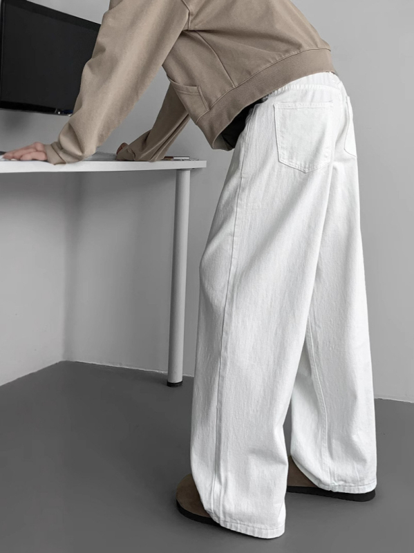 Blugi bărbați din denim: croială dreaptă, talie medie, fermoar, lungi