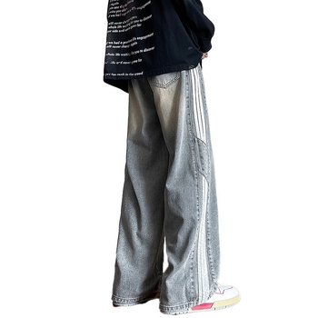 Pánske džínsy, rovný strih, voľný strih, zimná sezóna, stredne vysoký pás, zapínanie na šnúrku, polyester