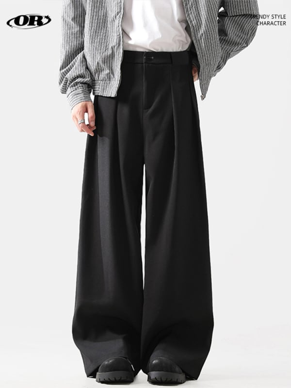 OREETA Plisirane, drapirane široke hlače, slobodan kroj, 80% poliester, 20% rayon, lagani poslovni stil