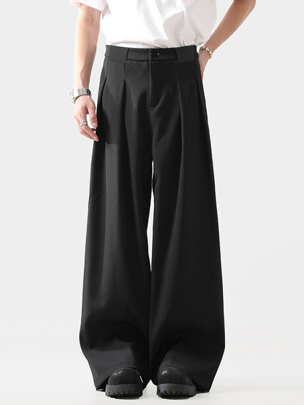 OREETA Plisirane, drapirane široke hlače, slobodan kroj, 80% poliester, 20% rayon, lagani poslovni stil