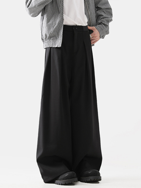 OREETA Plisirane, drapirane široke hlače, slobodan kroj, 80% poliester, 20% rayon, lagani poslovni stil