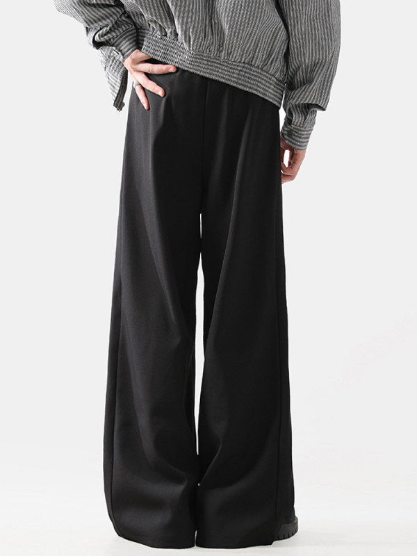 OREETA Plisirane, drapirane široke hlače, slobodan kroj, 80% poliester, 20% rayon, lagani poslovni stil