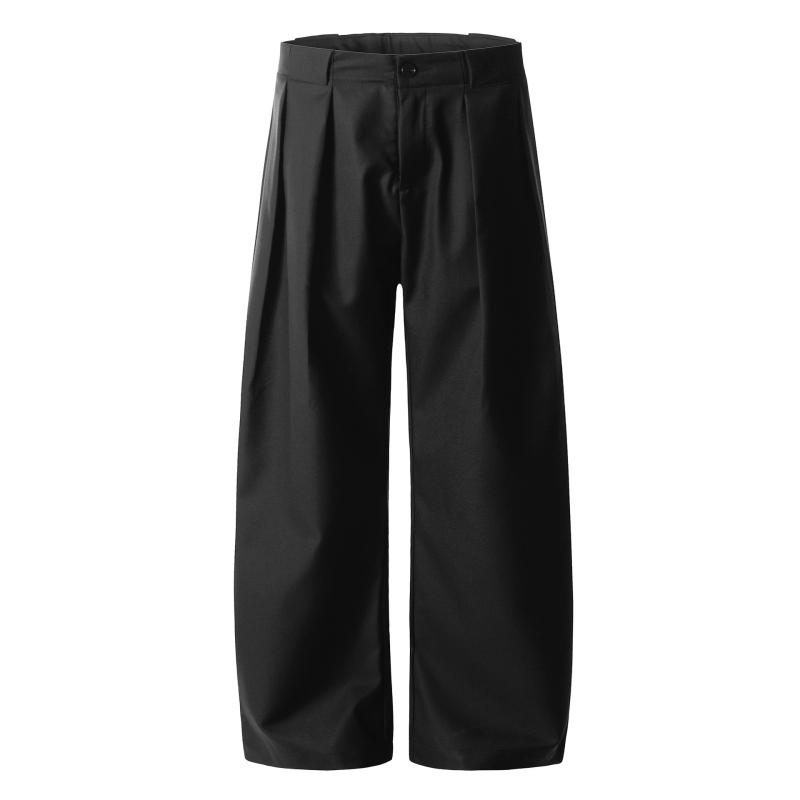OREETA Plisirane, drapirane široke hlače, slobodan kroj, 80% poliester, 20% rayon, lagani poslovni stil