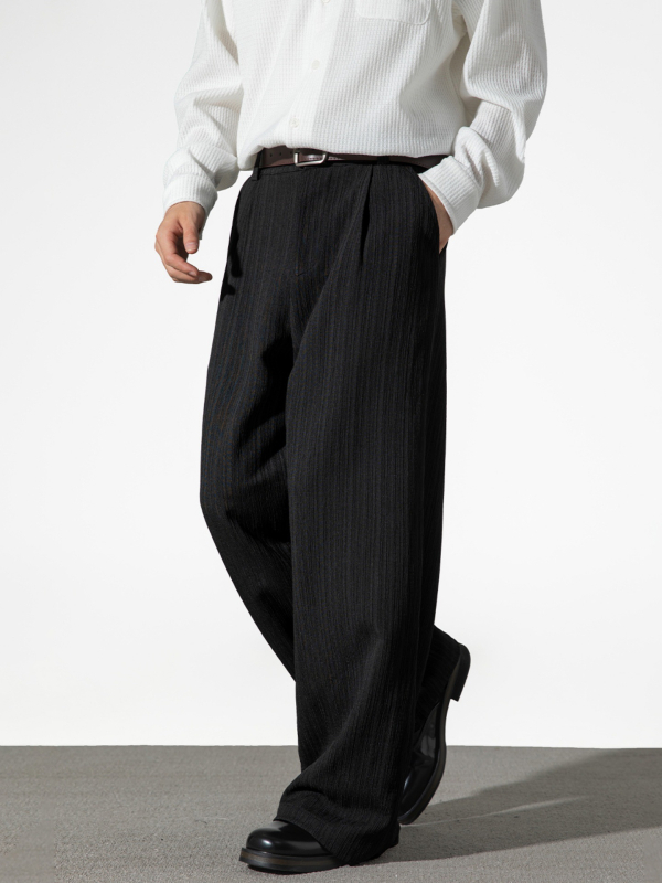 Pantaloni casual pentru bărbați, croială relaxată, croială dreaptă, talie medie, pantaloni lungi, 100% poliester