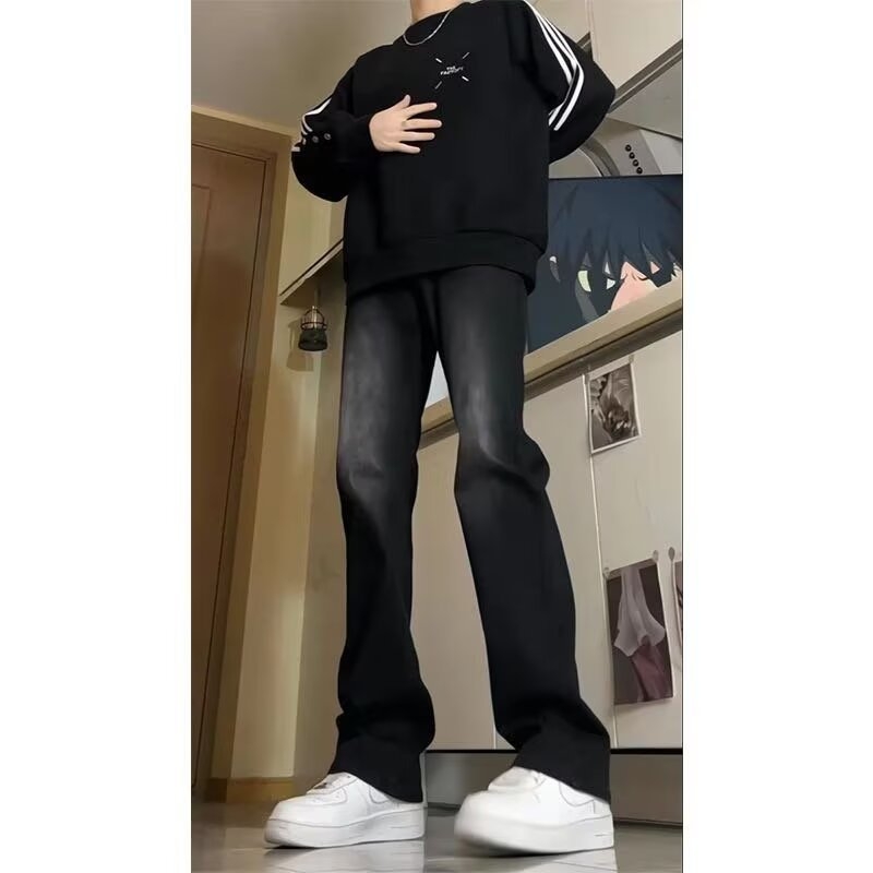 Muške traperice s ravnim krojem, denim, srednja struka, 90% poliester, oprane
