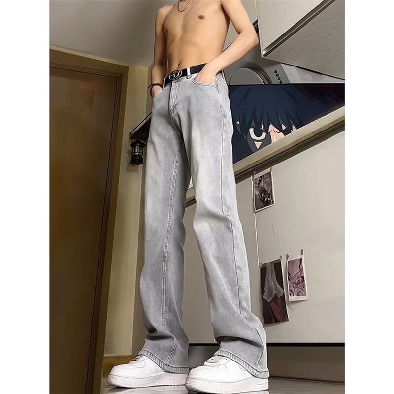 Muške traperice s ravnim krojem, denim, srednja struka, 90% poliester, oprane