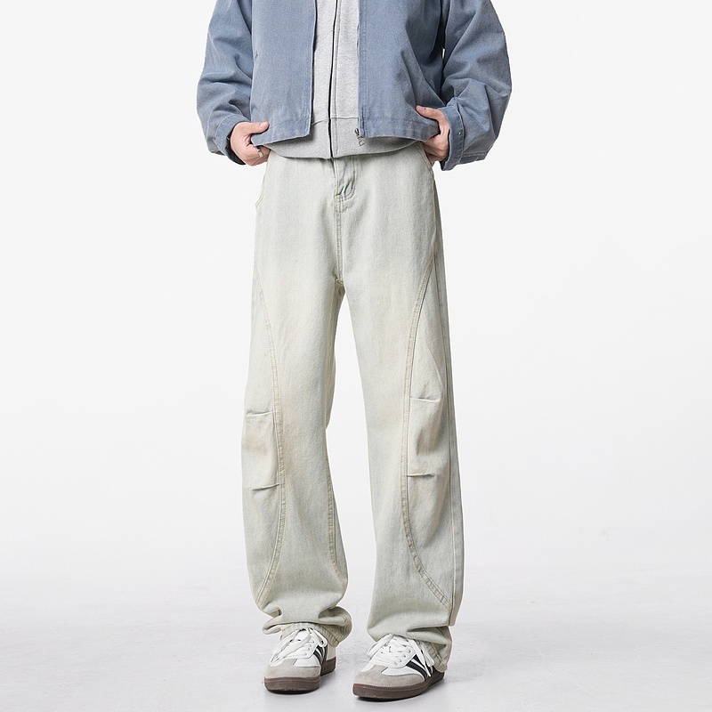 Traperice – Retro denim ravnog kroja, srednji pojas, zatvarač, 60% pamuk