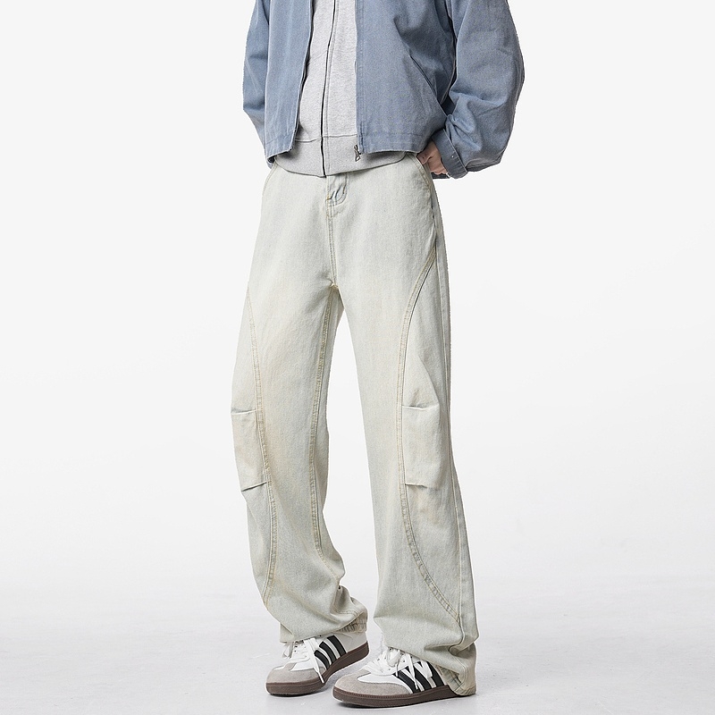 Traperice – Retro denim ravnog kroja, srednji pojas, zatvarač, 60% pamuk