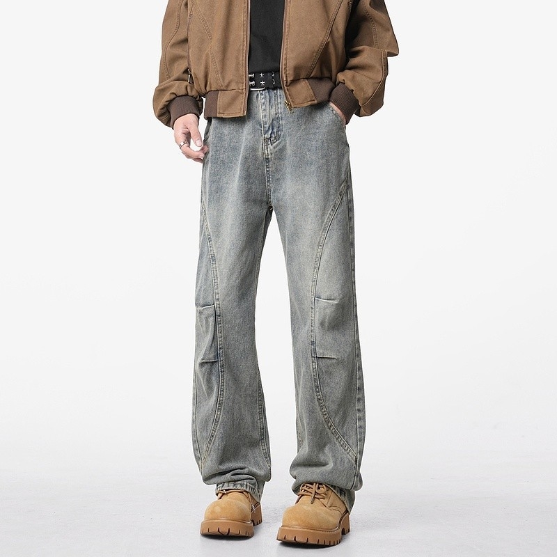 Traperice – Retro denim ravnog kroja, srednji pojas, zatvarač, 60% pamuk