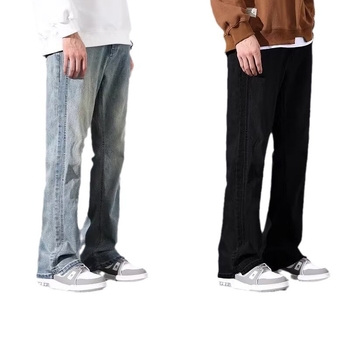 Muške ravne traperice, srednji pojas, mladenački casual stil, ukrasne džepove, Modal materijal