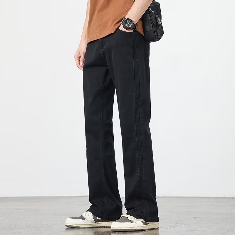 Muške ravne traperice, srednji pojas, mladenački casual stil, ukrasne džepove, Modal materijal