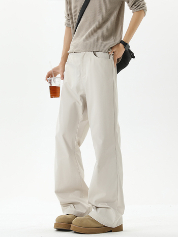 Pantaloni sport casual, croi lejer, talie medie, fermoar, croi drept, 100% poliester