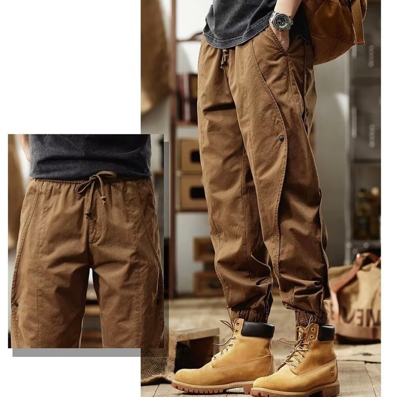 Muške radne casual hlače, do gležnja, srednji pojas, zatvaranje vezicom, poliester twill