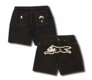 Pánske denimové šortky s potlačou Flying Dog, 95% denim, Rovný strih, Tlač a farbenie, Jarné 2025