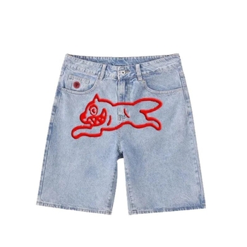 Pánske denimové šortky s potlačou Flying Dog, 95% denim, Rovný strih, Tlač a farbenie, Jarné 2025