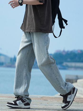 Džínsy voľného strihu, rovný strih, stredný pás, zips