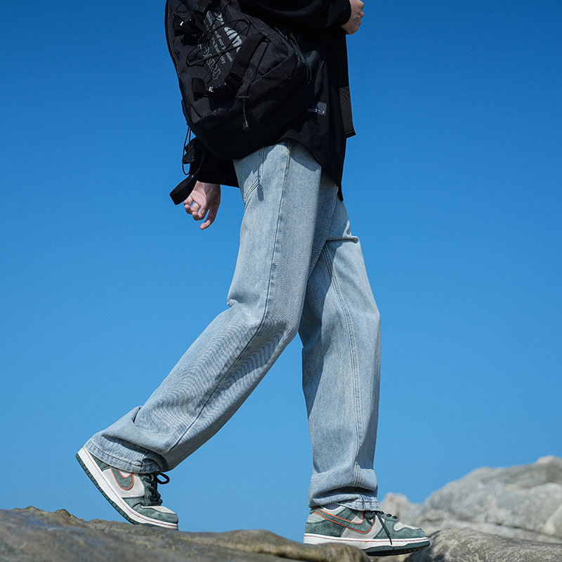 Džínsy voľného strihu, rovný strih, stredný pás, zips