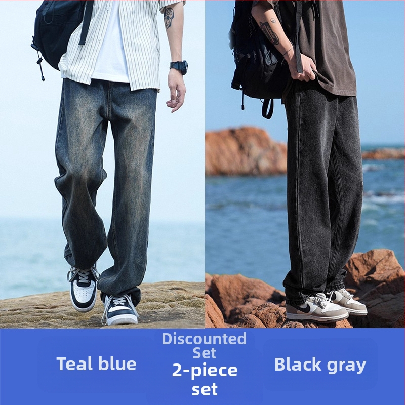 Džínsy voľného strihu, rovný strih, stredný pás, zips