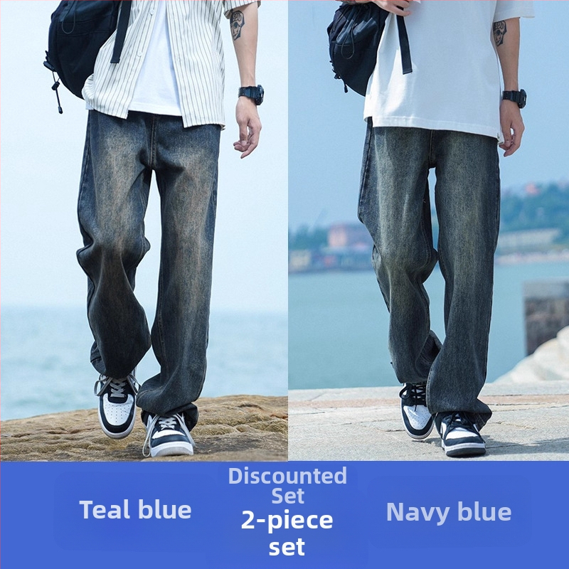 Džínsy voľného strihu, rovný strih, stredný pás, zips