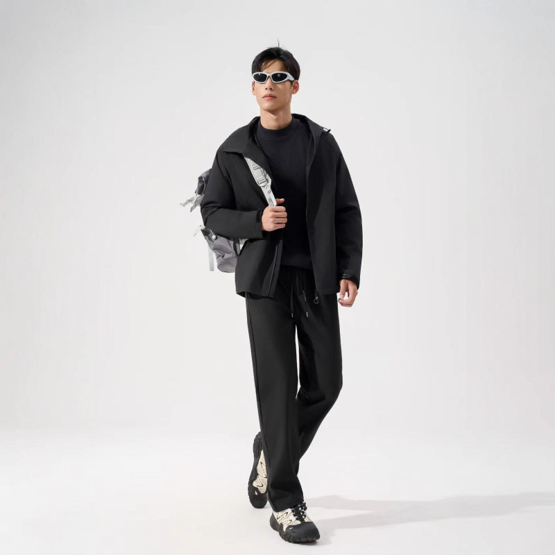 Fleece-vooderdatud tuulekindlad sportpüksid, kõrge vöökohaga ning nöör reguleeritav, nailon-elastaan kangas, paksud sügis-talvised pikad püksid