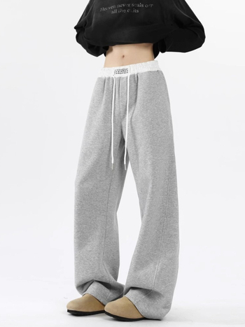 Pánske zimné voľné športové nohavice, s opaskom a šnúrkou na zapínanie, polyester