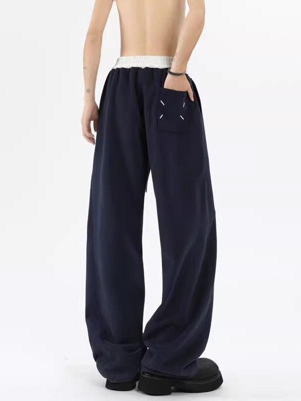 Pánske zimné voľné športové nohavice, s opaskom a šnúrkou na zapínanie, polyester