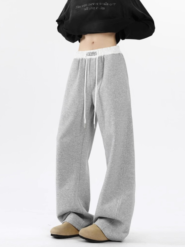 Pánske zimné voľné športové nohavice, s opaskom a šnúrkou na zapínanie, polyester