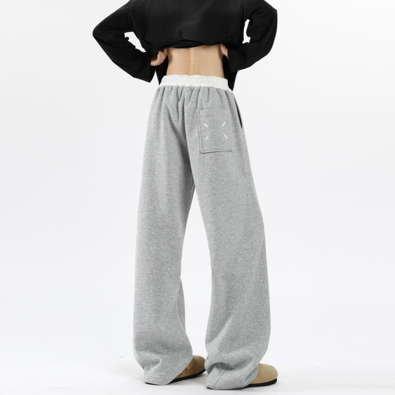 Pánske zimné voľné športové nohavice, s opaskom a šnúrkou na zapínanie, polyester