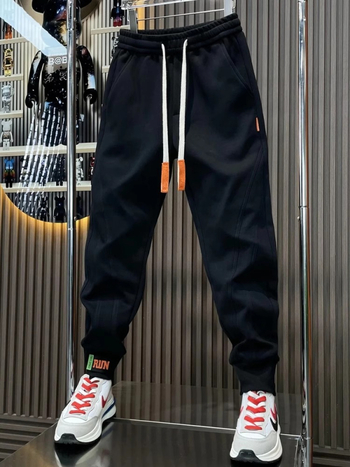 Pánske voľnočasové športové nohavice v štýle Kórejčanov, voľný strih, stredný pás, polyester, zapínanie šnúrkou