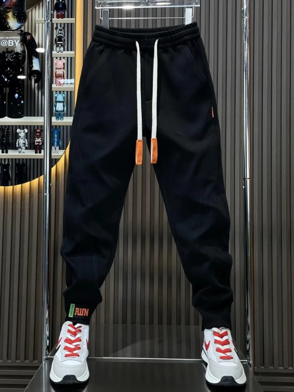 Pánske voľnočasové športové nohavice v štýle Kórejčanov, voľný strih, stredný pás, polyester, zapínanie šnúrkou